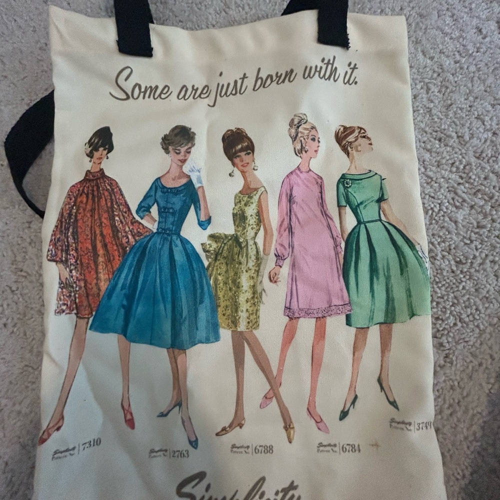 Cream and Black Vintage Fashion Illustration Tote